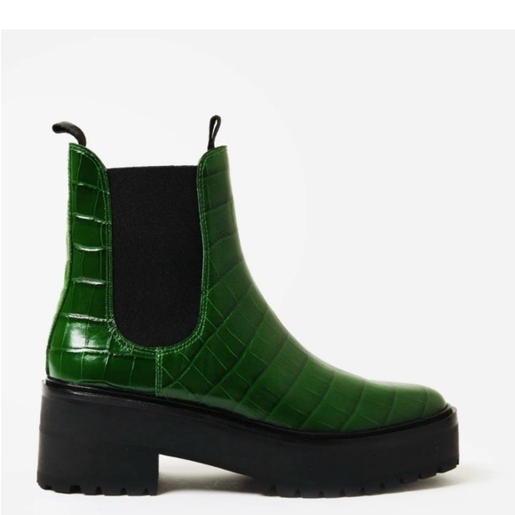 Loeffler Randall Shoes - Loeffler Randall Green Croc-Embossed Ankle Boots